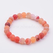 Natural Weathered Agate Stretch Beads Bracelets, Tomato, 2 inch(50mm)(X-BJEW-JB02513-01)