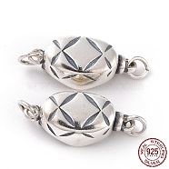 925 Sterling Silver Bayonet Clasps, Oval, Thailand Sterling Silver Plated, 8x16.5x6mm, Hole: 2mm(STER-D035-19AS)