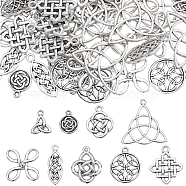 DIY Sailor's Knot Jewelry Making Finding Kit, Including 72Pcs 9 Style Alloy Pendants & Multi-Strand Links, Flat Round & Triangle & Rhombus, Antique Silver, 14~30x9.5~29x1~2.5mm, Hole: 1.2~2.5mm, 8Pcs/style(FIND-SC0007-02)
