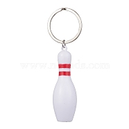 ABS Plastic Sports Ball Theme Pendants Keychains, with Iron Split Key Rings, Bowling, 9.4cm, Pendants: 63.5x20x2mm(KEYC-JKC00659-04)