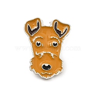 Dog Enamel Pin with Brass Butterfly Clutches, Alloy Badge for Backpack Clothing, Fox Terrier, 25x19x10mm, Pin: 1.1mm(JEWB-A006-02C)