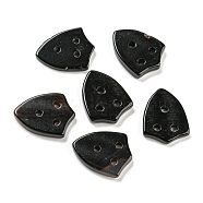 Natural Black Onyx(Dyed & Heated) Pendans, 3-Hole, Arch Shape Charms, 23x17.5x3.5mm, Hole: 2mm(G-Q006-02)