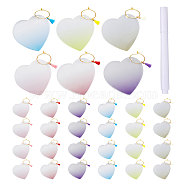 30Pcs 6 Color Gradient Transparent Acrylic Disc Wine Glass Charms, with Brass Wine Glass Charm Rings and Plastic Erasable Pen, Heart, Mixed Color, 65mm, 5pcs/color(AJEW-AB00013)