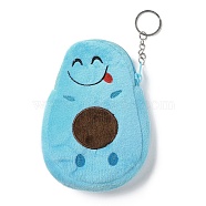 Cartoon Style Avocado Fluffy Cloth Wallets, Change Purse with Zipper & Keychain, for Women, Light Sky Blue, 17.5cm(AJEW-I066-01D)
