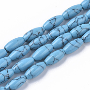 Synthetic Turquoise Beads Strands, Oval, 12x5.5mm, Hole: 1mm, about 33~34pcs/strand, 15.75 inch(40 cm)(G-S364-051)