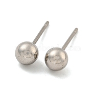 304 Stainless Steel with 201 Stainless Steel Smooth Round Ball Stud Earring Findings, Stainless Steel Color, 16x5x5mm(STAS-O004-08C-P)