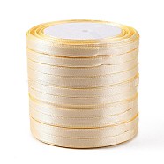 Single Face Satin Ribbon, Polyester Ribbon, Beige, 1/4 inch(6mm), about 25yards/roll(22.86m/roll), 10rolls/group, 250yards/group(228.6m/group)(RC6mmY123)