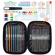 DIY Hand Knitting Craft Art Tools Kit for Beginners, with Storage Case, Crochet Needles Set, Knitting Needles, Needles Stitch Marker, Scissor, Black, 18.5x13.5x2cm(WG89376-02)