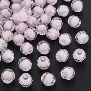 Transparent Acrylic Beads, Bead in Bead, Faceted, Round, Pink, 8x7.5mm, Hole: 2mm, about 2000pcs/500g(TACR-S152-17A-SS2112)