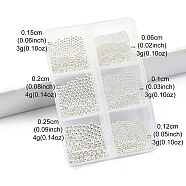 20G Stainless Steel Micro Beads, Tiny Caviar Nail Beads, Nail Art Decoration Accessories, Round, Silver, 0.6~2.5mm(MRMJ-YW0001-065A-S)