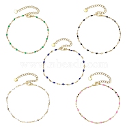 304 Stainless Steel Link Chains Bracelets, Enamel Charm Style, Mixed Color, 7-1/4 inch(18.5cm)(BJEW-JB11044)