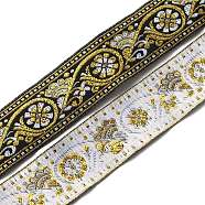 Ethnic Style Embroidery Polyester Ribbons, Jacquard Ribbon, Garment Accessories, Floral Pattern, White, 1-3/8 inch(34mm)(OCOR-WH0060-42B)