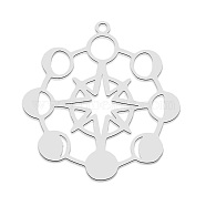 201 Stainless Steel Pendants, Laser Cut, Planet, Stainless Steel Color, 31x30x1mm, Hole: 1.6mm(STAS-S105-LA789-1)