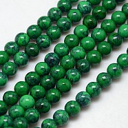 Synthetic Fossil Beads Strands, Dyed & Heated, Round, Dark Green, 8mm, Hole: 1mm, about 50pcs/strand, 15.7 inch(X-G-L028-8mm-08)