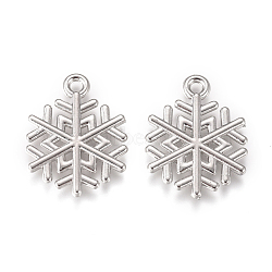 Alloy Pendants, Snowflake, for Christmas, Platinum, 19.8x15.2x1.7mm, Hole: 1.6mm(PALLOY-L228-014P)