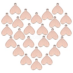 Brass Charms, Stamping Blank Tag, Long-Lasting Plated, Heart, Brushed Red Copper, 12x11x1mm, Hole: 1mm, 30pcs/box(KK-PH0004-39R)