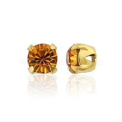 Preciosa&reg MAXIMA Crystal in Sew-On Cup, Czech Crystal, with Brass Prong Settings, 719 35 021 Chaton(Round), Golden, 10070 Topaz, SS16(3.8~4mm)(Y-PRC-SS16-10070-G)