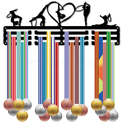 Fashion Iron Medal Hanger Holder Display Wall Rack, 3-Line, with Screws, Black, Gymnastics, Sports, 150x400x1.5mm(ODIS-WH0037-209)