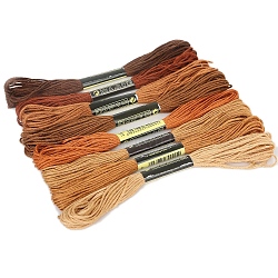 Cotton Crochet Threads, Embroidery Threads, Yarn for Lace Hand Knitting, Coconut Brown, 1.4mm, about 8.20 Yards(7.5m)/skein, 8 skeins/set(PW-WG77117-02)