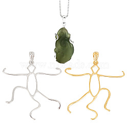 2Pcs 2 Colors 925 Sterling Silver 5 Claw Prongs Pendant Blank Oval Shape Cabochon Settings, Easy Mount Claw Settings, for Irregular Raw Gemstone, with 925 Stamp, Platinum & Golden, 33.5x32.5x1mm, Hole: 5x2.8mm, 1pc/color(STER-DC0001-26)