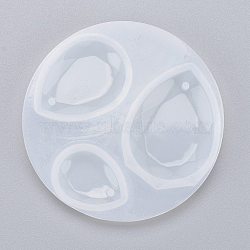 Teardrop Silicone Pendant Mold, Resin Casting Molds, for DIY UV Resin, Epoxy Resin Jewelry Making, Faceted, Wheat, 69x7mm, Hole: 2mm, Inner Diameter: 23x17mm and 32x24mm and 39x29mm(X-DIY-F060-02)