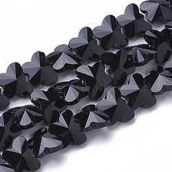 Transparent Glass Beads, Faceted, Butterfly, Black, 8x10x6mm, Hole: 1mm(GLAA-Q066-10mm-B01)