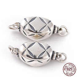 925 Sterling Silver Bayonet Clasps, Oval, Thailand Sterling Silver Plated, 8x16.5x6mm, Hole: 2mm(STER-D035-19AS)