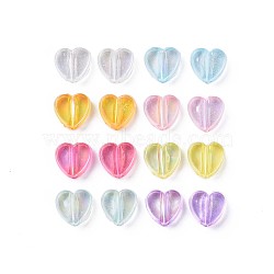 Transparent Acrylic Beads, AB Color Plated, Heart, Mixed Color, 7.5x8x3mm, Hole: 1.8mm, about 3620pcs/500g(MACR-S373-114-C)