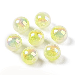 UV Plating Opaque Crackle Two-tone Acrylic Beads, Round, Yellow, 16mm, Hole: 2.7mm(X1-MACR-C032-01I)