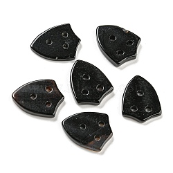 Natural Black Onyx(Dyed & Heated) Pendans, 3-Hole, Shield Shape Charms, 23x17.5x3.5mm, Hole: 2mm(G-Q006-02)