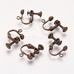 Brass Screw Clip Earring Converter, Spiral Ear Clip, Antique Bronze Color, Size: about 13mm wide, 16mm long, 3mm thick, hole: 1.2mm(KK-G024-AB)