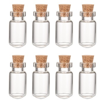 Glass Jar Bead Containers, with Cork Stopper, Wishing Bottle, Clear, 13x27mm, Bottleneck: 9mm in diameter, Capacity: 3.5ml(0.12 fl. oz)