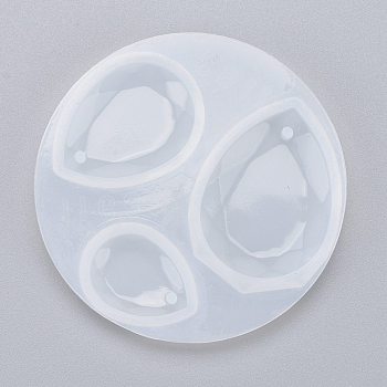 Teardrop Silicone Pendant Mold, Resin Casting Molds, for DIY UV Resin, Epoxy Resin Jewelry Making, Faceted, Wheat, 69x7mm, Hole: 2mm, Inner Diameter: 23x17mm and 32x24mm and 39x29mm
