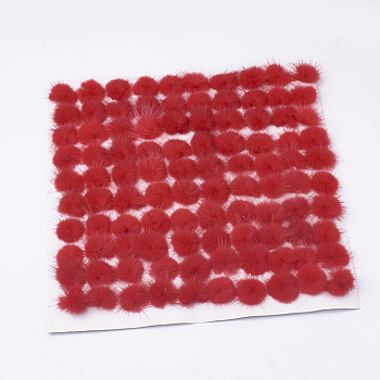 Faux Mink Fur Ball Decoration, Pom Pom Ball, For DIY Craft, Red, 2~2.5cm, about 100pcs/board