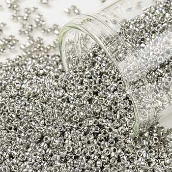 TOHO Round Seed Beads, Japanese Seed Beads, (714) Metallic Silver, 15/0, 1.5mm, Hole: 0.7mm, about 3000pcs/bottle, 10g/bottle