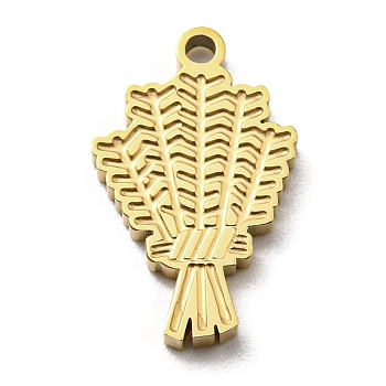 Ion Plating(IP) 316L Surgical Stainless Steel Pendants, Textured, Bouquet Charm, Real 18K Gold Plated, 16x10x1.5mm, Hole: 1.5mm