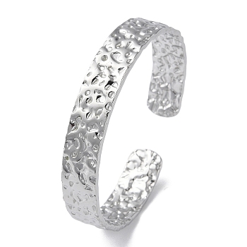304 Stainless Steel Open Cuff Bangle for Women, Stainless Steel Color, Inner Diameter: 2-1/8 inch(5.33cm)