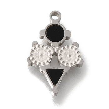 304 Stainless Steel Manual Polishing Charms, with Acrylic, Triangle & Flat Round, Stainless Steel Color, 15x9.5x2mm, Hole: 1.2mm