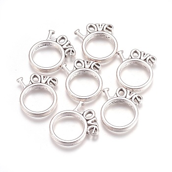 Alloy Pendants, Lead Free & Cadmium Free & Nickel Free, Ring, Antique Silver Color, Size: about 23mm in diameter, 4.5mm wide, 3mm thick
