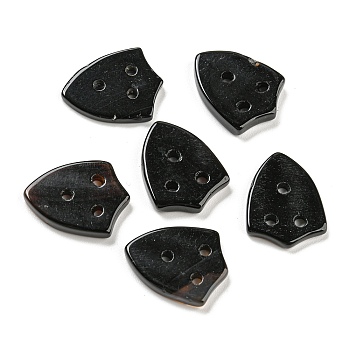 Natural Black Onyx(Dyed & Heated) Pendans, 3-Hole, Arch Shape Charms, 23x17.5x3.5mm, Hole: 2mm