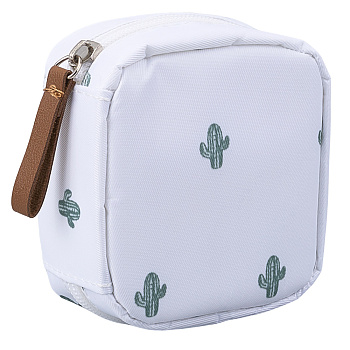 Polyester Makeup Bag, Packing Zipper Bags, Cosmetic Stationery Storage Bag, Rectangle, White, 11.4x9.6x4.55cm