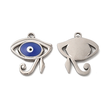 201 Stainless Steel Pendants, with Enamel, Eye of Horus, Stainless Steel Color, 21.5x20x2mm, Hole: 2mm