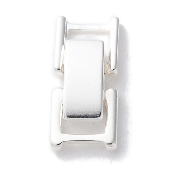 Brass Watch Band Clasps, Cadmium Free & Lead Free, Rectangle, 925 Sterling Silver Plated, 14.5x7.5x4mm