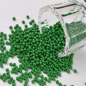 11/0 Grade A Round Glass Seed Beads, Baking Paint, Medium Sea Green, 2.3x1.5mm, Hole: 1mm, about 48500pcs/pound