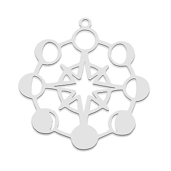 201 Stainless Steel Pendants, Laser Cut, Planet, Stainless Steel Color, 31x30x1mm, Hole: 1.6mm