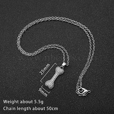 Bone Stainless Steel Rhinestone Pendant Necklaces for Women(RR3458-3)-3