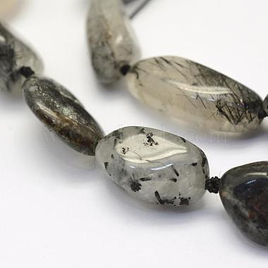 Quartz naturel tourmaliné / perles de quartz rutile noires(G-L464-07)-2