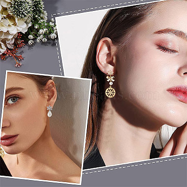 4 Pairs 4 Style Brass Cubic Zirconia Flower Stud Earring Findings(EJEW-BBC0001-15)-5