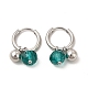 Glass Round Beaded Charms Dangle Hoop Earrings(EJEW-P219-06P)-1