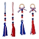 Crafans 4Pcs 2 Style Independence Day Theme Wooden Ring & Woolen Yarn Tassels Pendant Decorations(HJEW-CF0001-20)-1